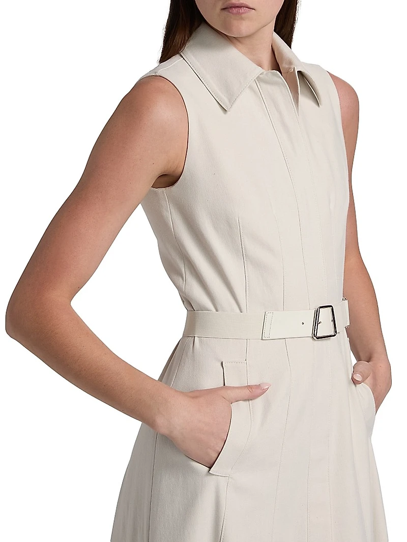 Sleeveless Cotton Midi-Shirtdress