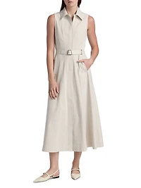 Sleeveless Cotton Midi-Shirtdress
