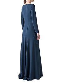 Crepe Appliqué Silk Gown