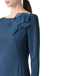 Crepe Appliqué Silk Gown