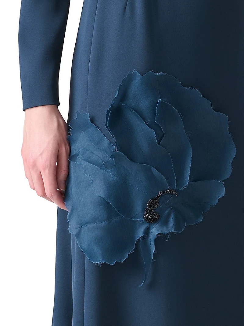 Crepe Appliqué Silk Gown