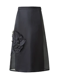 Embellished Silk Organza Midi-Skirt