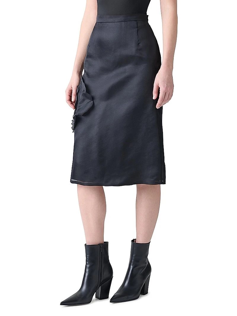 Embellished Silk Organza Midi-Skirt