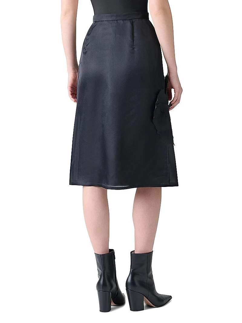 Embellished Silk Organza Midi-Skirt
