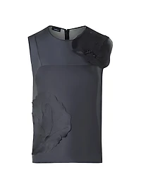Appliqué Sleeveless Silk Blouse