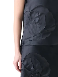 Appliqué Sleeveless Silk Blouse