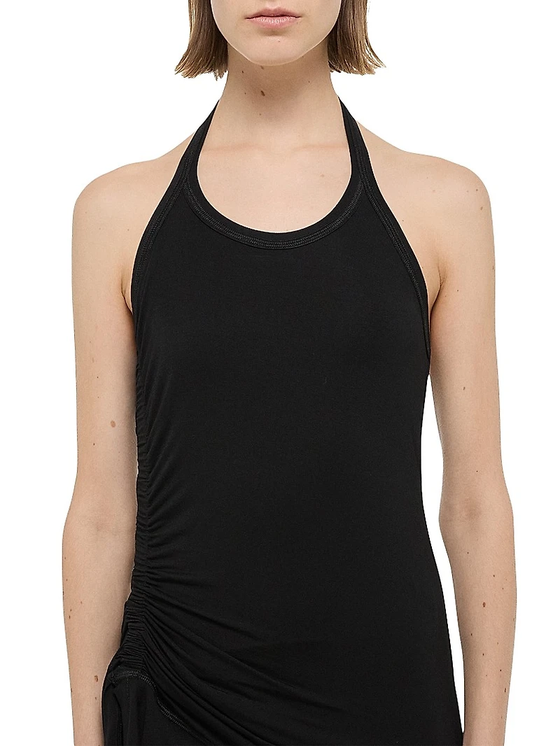 Wind Draped Halter Midi-Dress