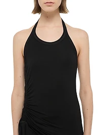 Wind Draped Halter Midi-Dress