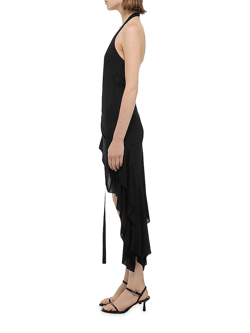 Wind Draped Halter Midi-Dress