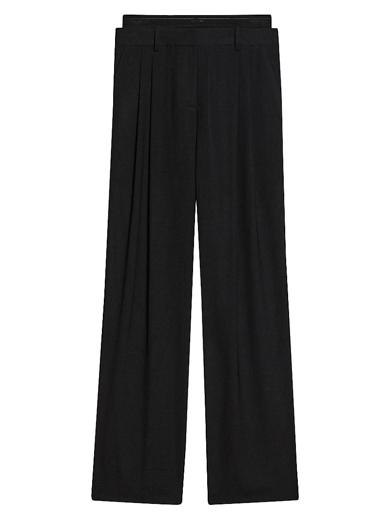 Double-Pleated Wool Trousers