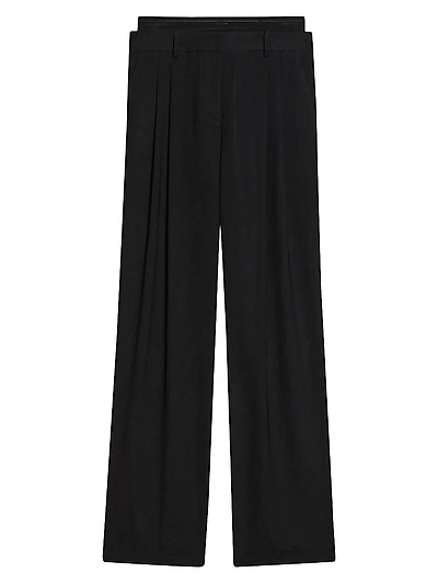 Double-Pleated Wool Trousers