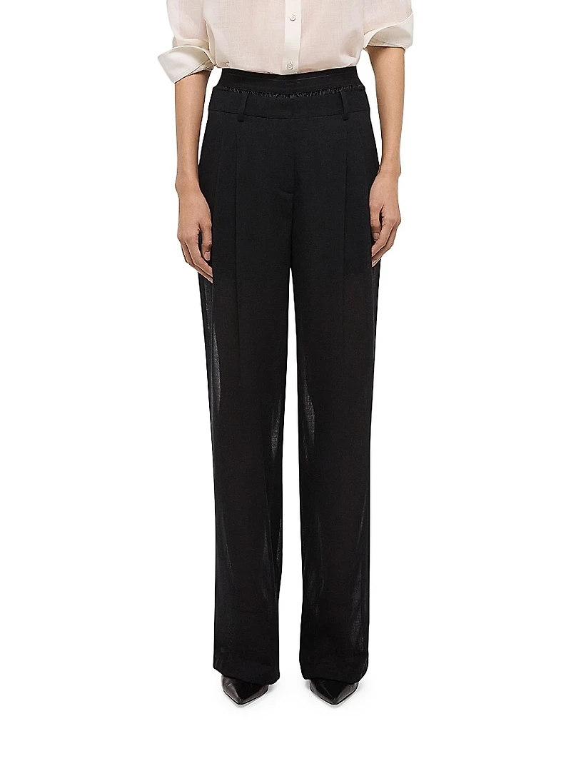 Double-Pleated Wool Trousers