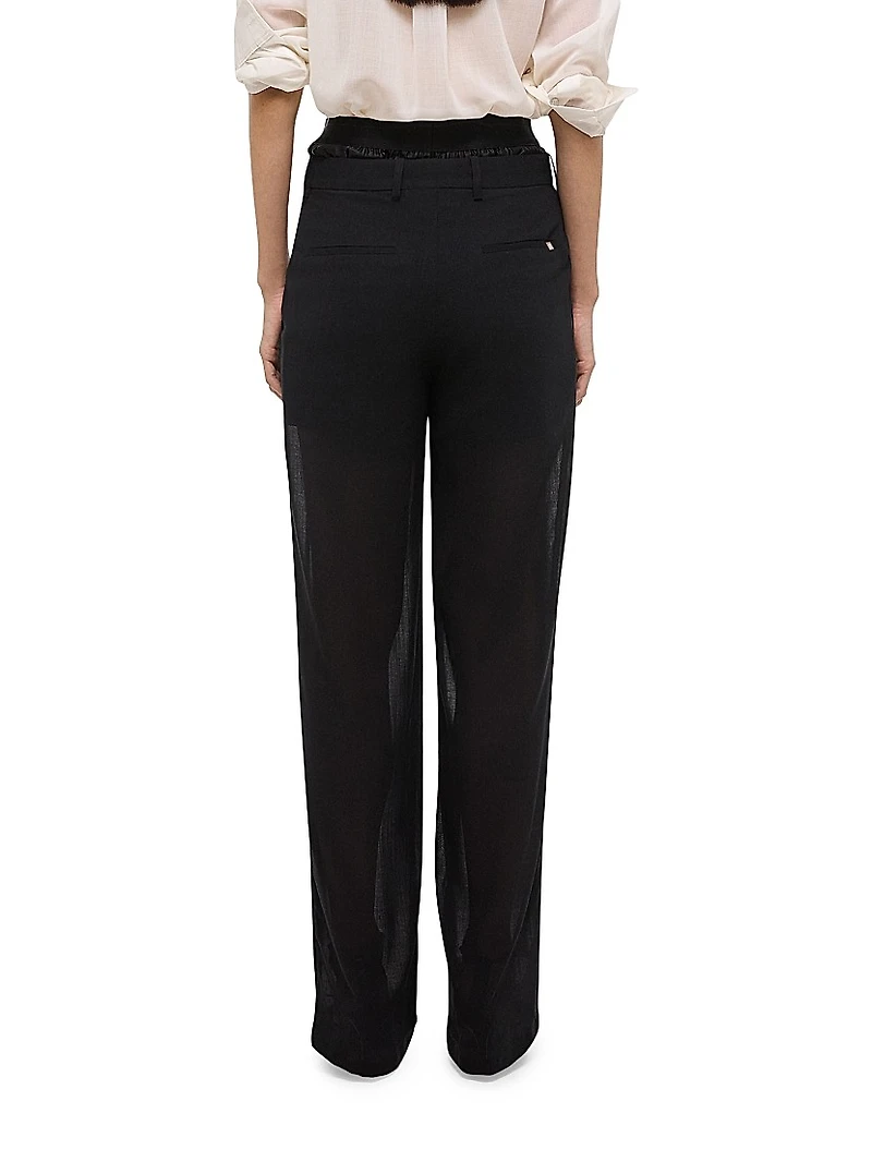 Double-Pleated Wool Trousers
