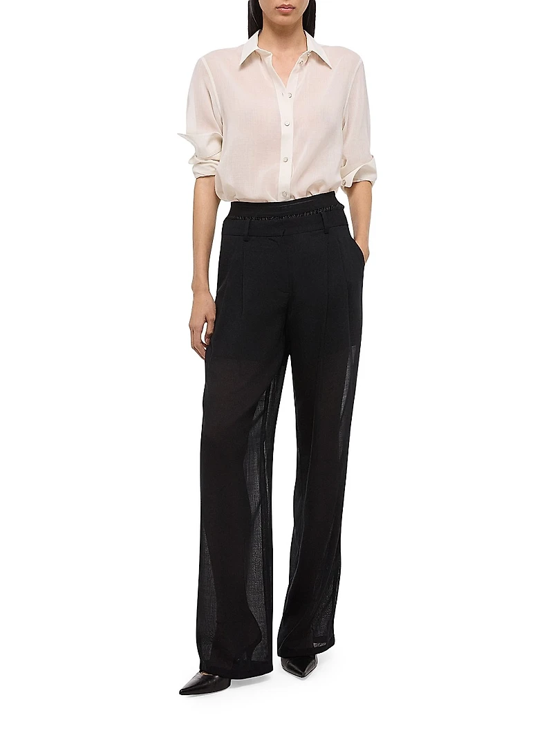 Double-Pleated Wool Trousers