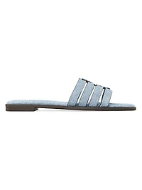 Ines Logo Denim-Printed Leather Sandals