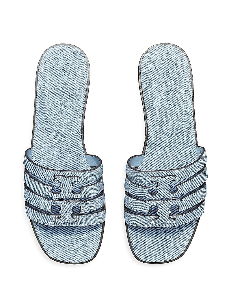Ines Logo Denim-Printed Leather Sandals
