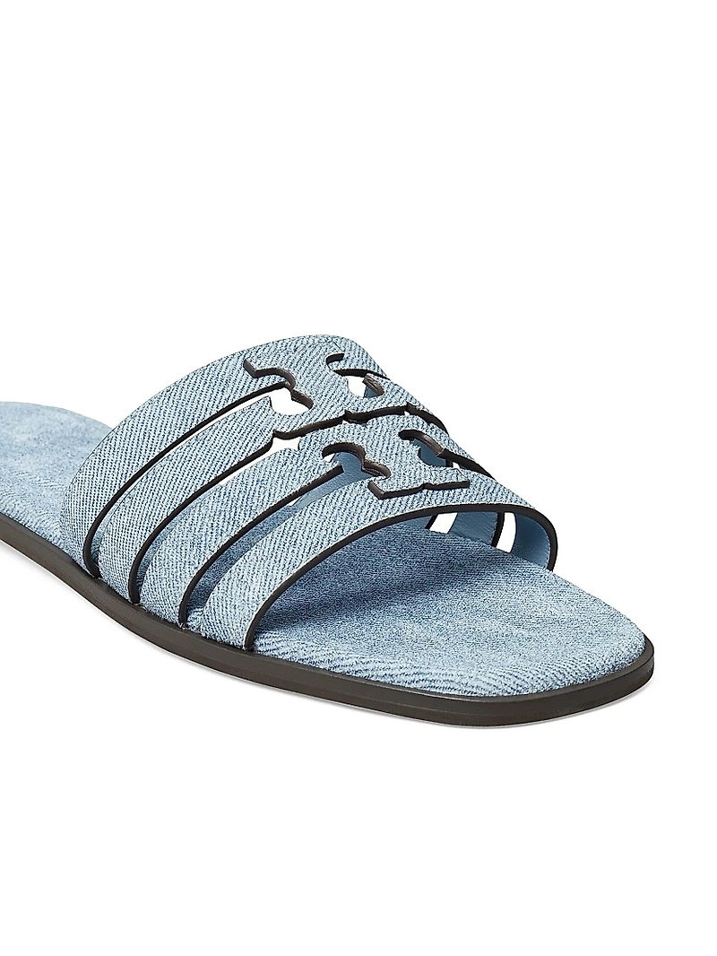 Ines Logo Denim-Printed Leather Sandals