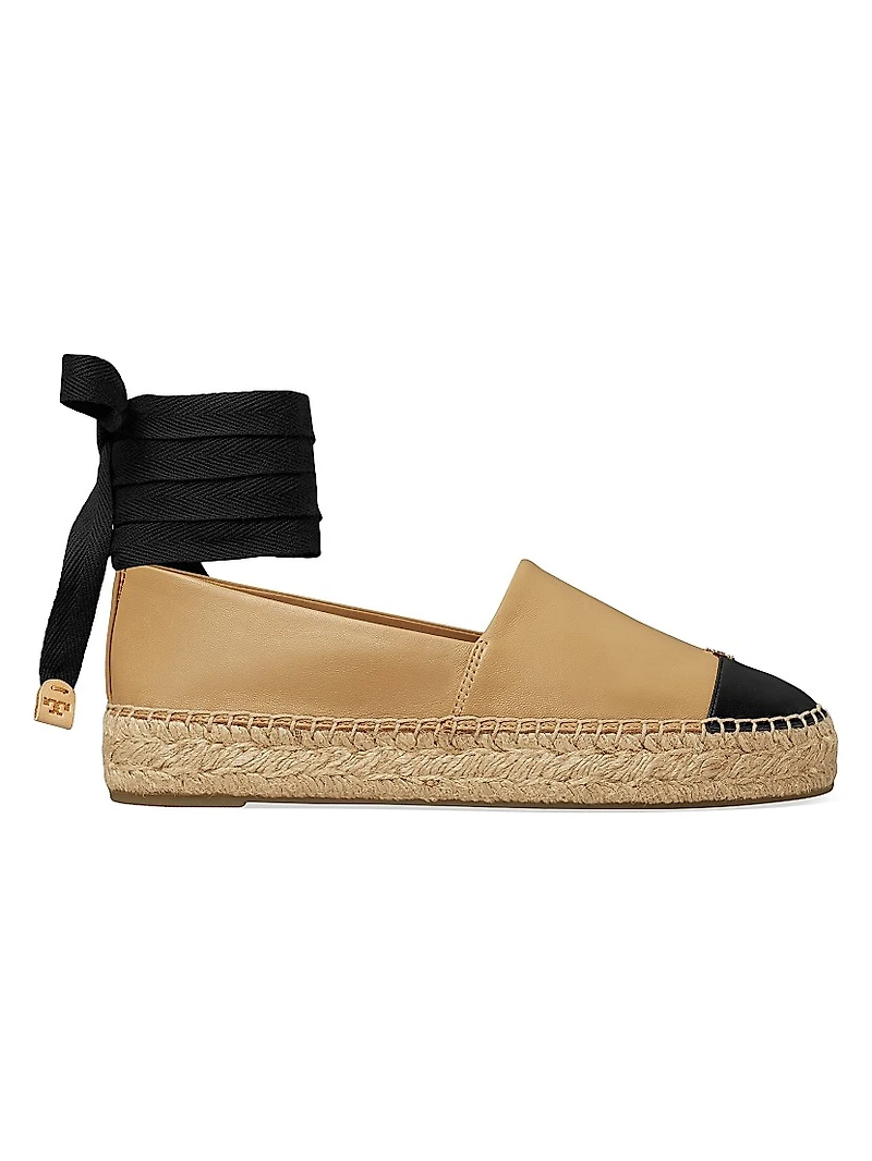 Leather-Cotton Cap-Toe Espadrilles