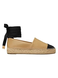 Leather-Cotton Cap-Toe Espadrilles