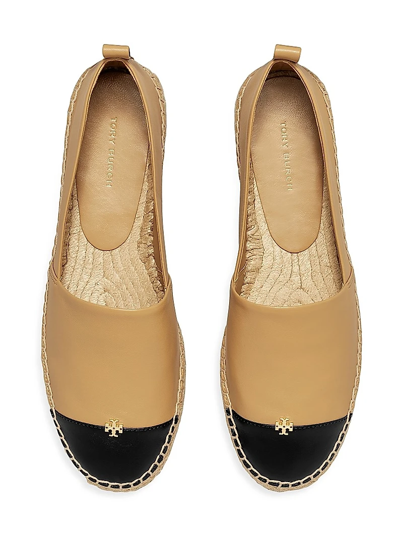 Leather-Cotton Cap-Toe Espadrilles