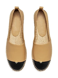 Leather-Cotton Cap-Toe Espadrilles