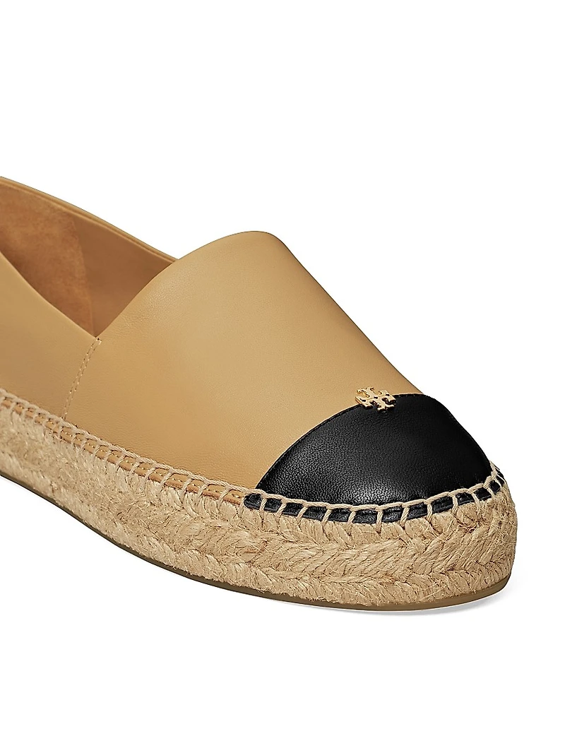 Leather-Cotton Cap-Toe Espadrilles