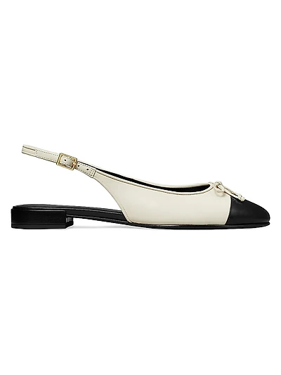 Colorblocked Leather Cap-Toe Ballet Flats