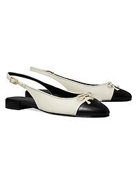 Colorblocked Leather Cap-Toe Ballet Flats