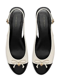 Colorblocked Leather Cap-Toe Ballet Flats