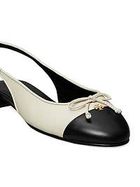 Colorblocked Leather Cap-Toe Ballet Flats