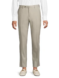 High-Performance Wool Button-Tab Slim Trousers