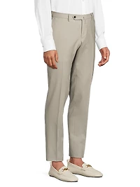 High-Performance Wool Button-Tab Slim Trousers