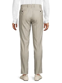 High-Performance Wool Button-Tab Slim Trousers