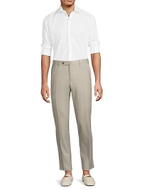 High-Performance Wool Button-Tab Slim Trousers