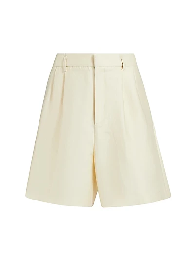Cotton-Silk Pleated Shorts