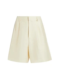 Cotton-Silk Pleated Shorts