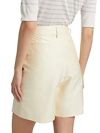 Cotton-Silk Pleated Shorts