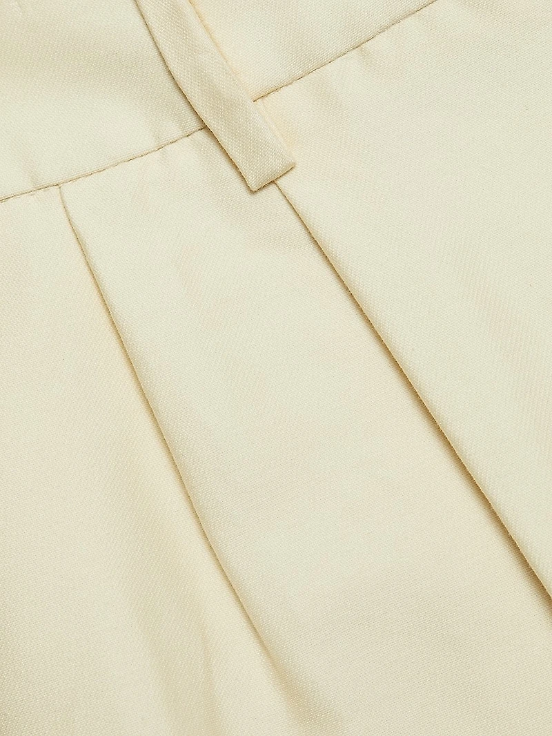 Cotton-Silk Pleated Shorts