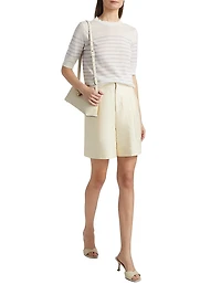 Cotton-Silk Pleated Shorts