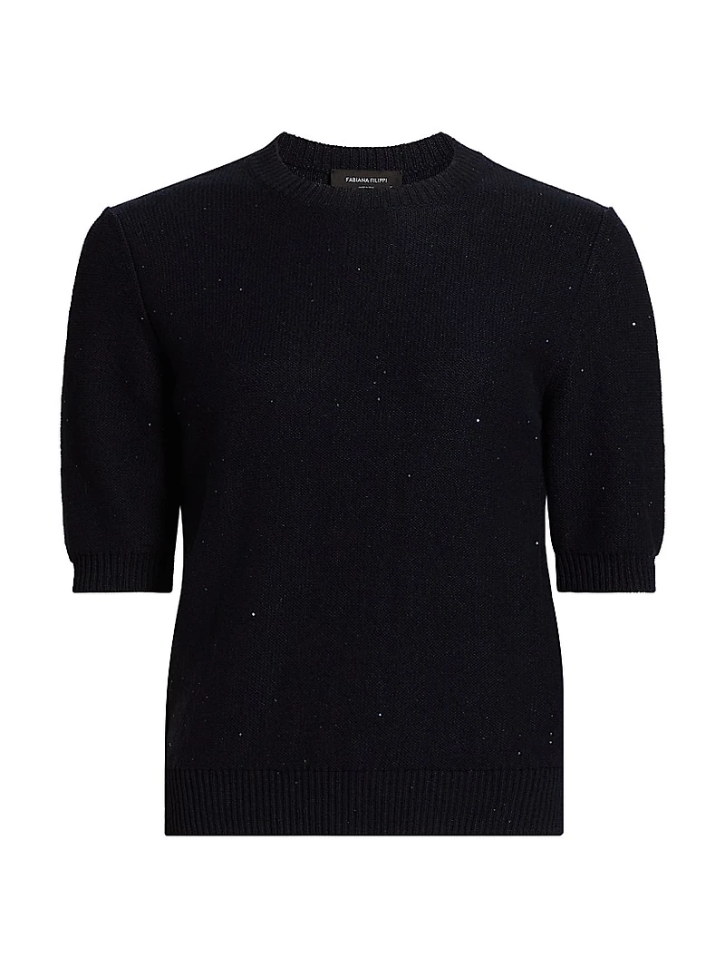 Sequined Cotton-Blend Crewneck Sweater