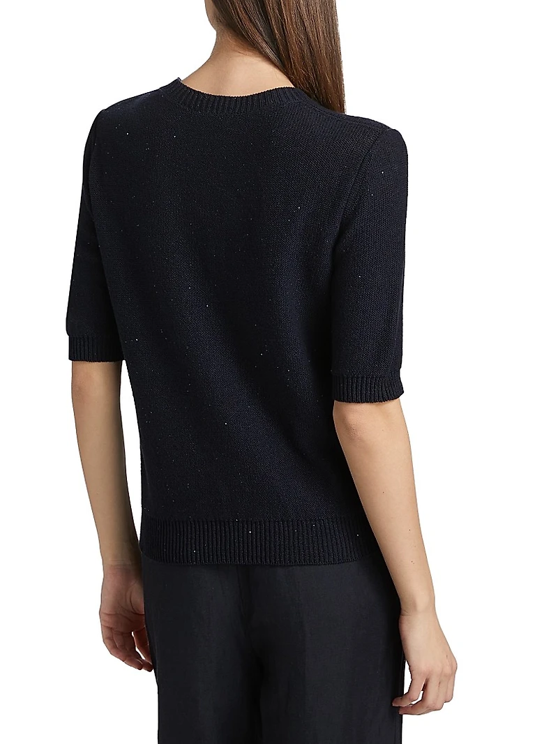 Sequined Cotton-Blend Crewneck Sweater