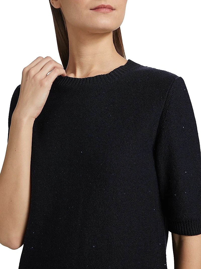 Sequined Cotton-Blend Crewneck Sweater