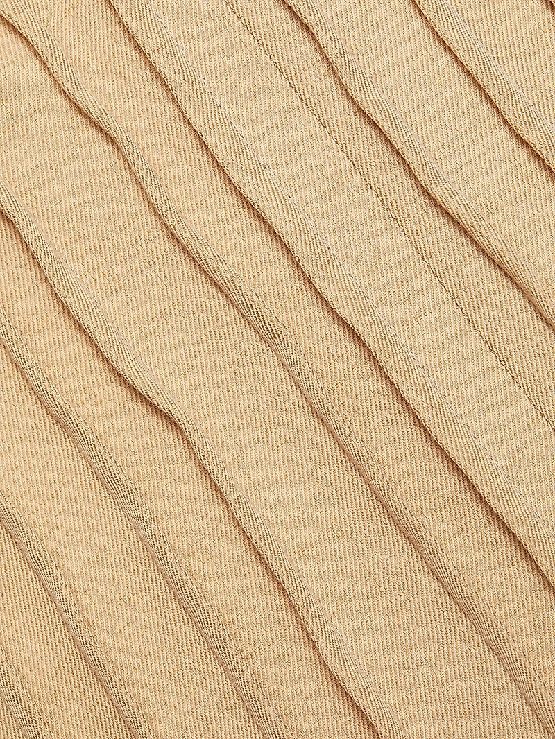 Linen-Blend Pintuck Midi-Dress