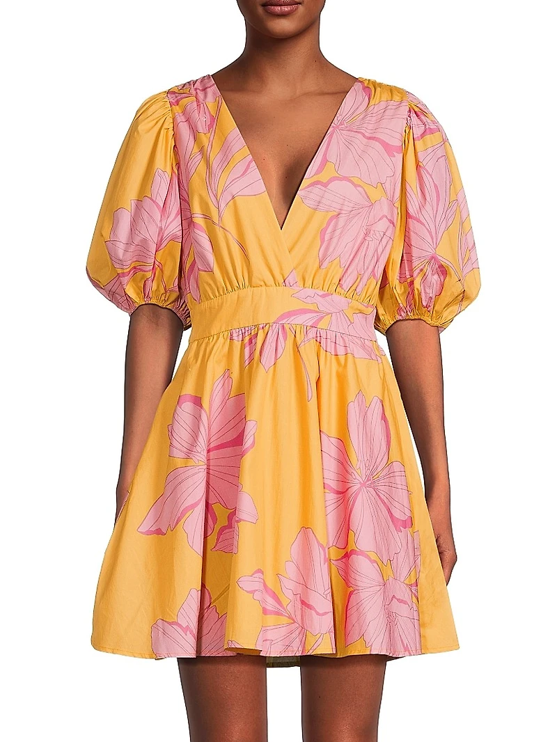 Letty Cotton Puff-Sleeve Minidress