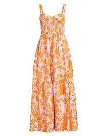 Stefani Floral Cotton Bustier Maxi Dress