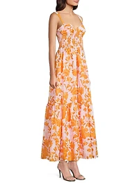 Stefani Floral Cotton Bustier Maxi Dress