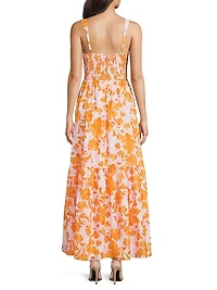 Stefani Floral Cotton Bustier Maxi Dress