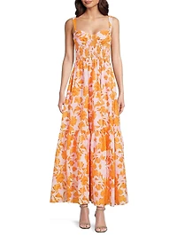 Stefani Floral Cotton Bustier Maxi Dress