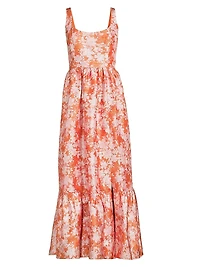 Beanie Floral Metallic Jacquard Midi-Dress