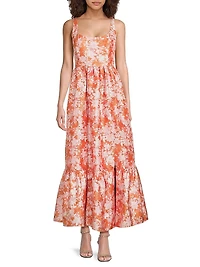 Beanie Floral Metallic Jacquard Midi-Dress